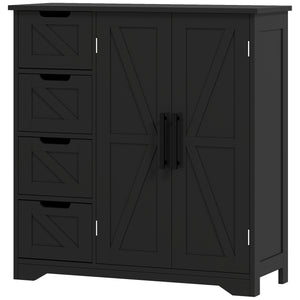 Meuble de salle de bain de style campagnard avec étagère réglable, noir