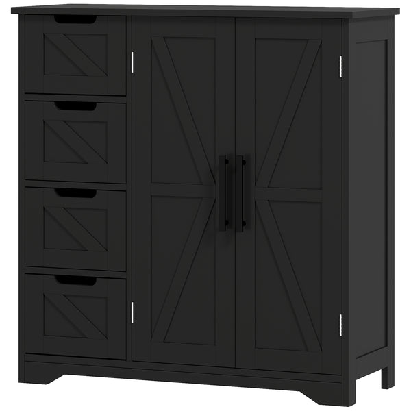 Meuble de salle de bain de style campagnard avec étagère réglable, noir