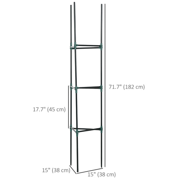 Lot de 3 support pour plants de tomates de 183 cm, pour légumes, fleurs et fruits grimpants, vert foncé