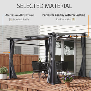 Pergola métallique avec toit coulissant, pergola rétractable, 3 m x 3 m, gris foncé