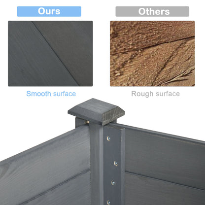 Outsunny Wooden Raised Bed 86 x 45 x 76 cm, Raised Planter with Legs, Drainage Holes, Inner Bag for Garden, Dark Grey