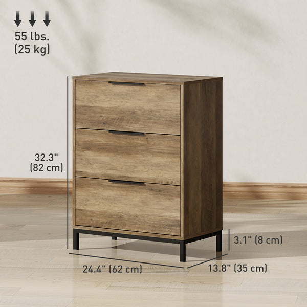 Commode pour chambre à coucher 3 tiroirs, couleur naturelle