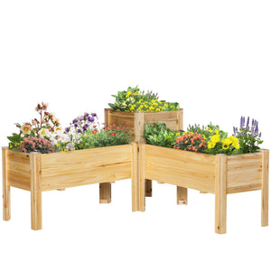 Ensemble de 3 jardinières surélevées en bois autoportantes