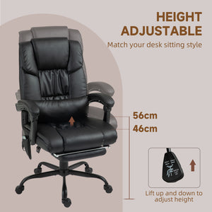 6-point vibrating massage chair with retractable footrest, black