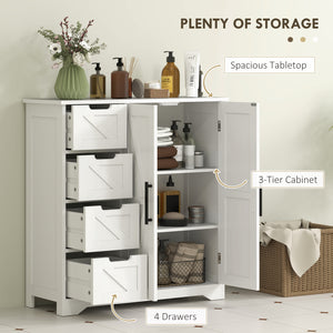 Meuble de salle de bain de style campagnard avec étagère réglable, blanc