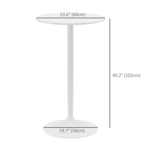Modern round high bar table with painted top, white