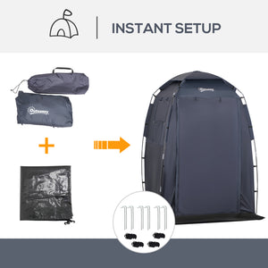 Tente de douche 60" x 60" x 82" extra large, abri de camping portable et privé avec fenêtres et tapis de sol, bleu foncé