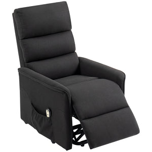 Fauteuil releveur et inclinable électrique avec télécommande, poches latérales, noir