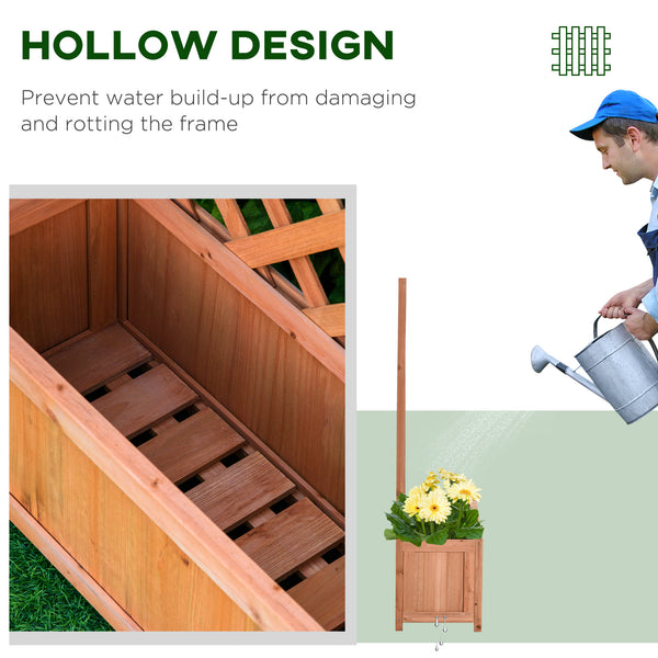 Jardinière en bois avec treillis pour plantes grimpantes, marron