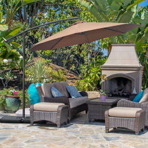 Parasol déporté de 9,5 pieds, couleur café