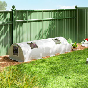 Portable mini greenhouse with 5 mesh windows and steel frame