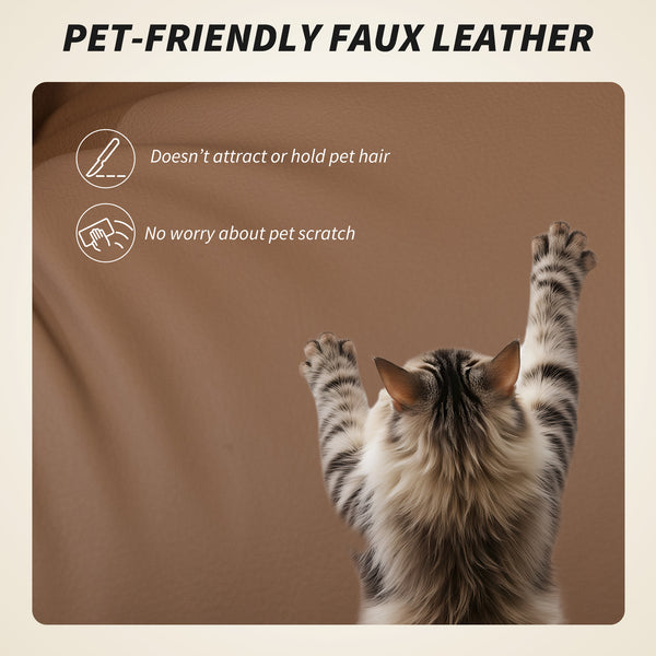 Office chair with massage function, reclining, in faux leather with lumbar support and footrest, brown