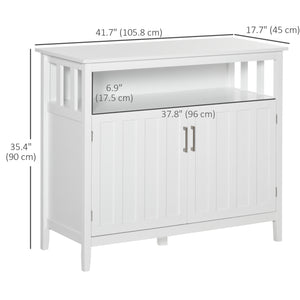 Buffet/meuble de rangement avec 2 portes et étagères réglables pour cuisine et salle à manger, blanc