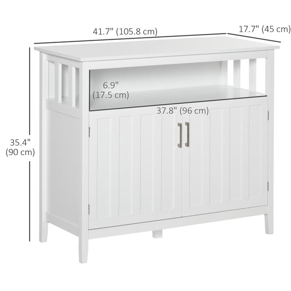 Buffet/meuble de rangement avec 2 portes et étagères réglables pour cuisine et salle à manger, blanc