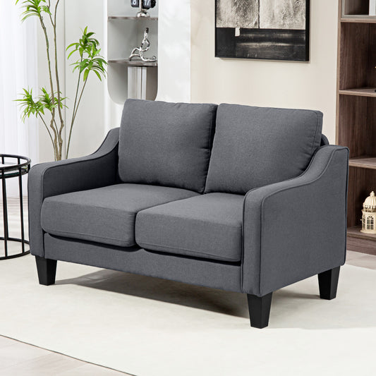 Canapé moderne avec ressorts ensachés, revêtement en lin, rembourrage épais, gris anthracite