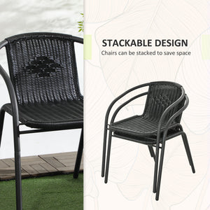 Ensemble de mobilier de jardin 3 pièces en résine tressée avec 2 chaises empilables