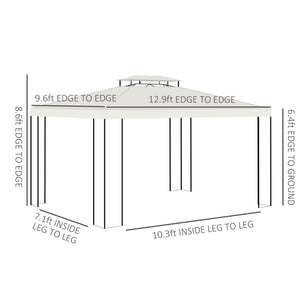 10' x 13' Outdoor Gazebo, Double Roof Patio Gazebo Canopy Shelter with Screen Decorate Corner Frame, White