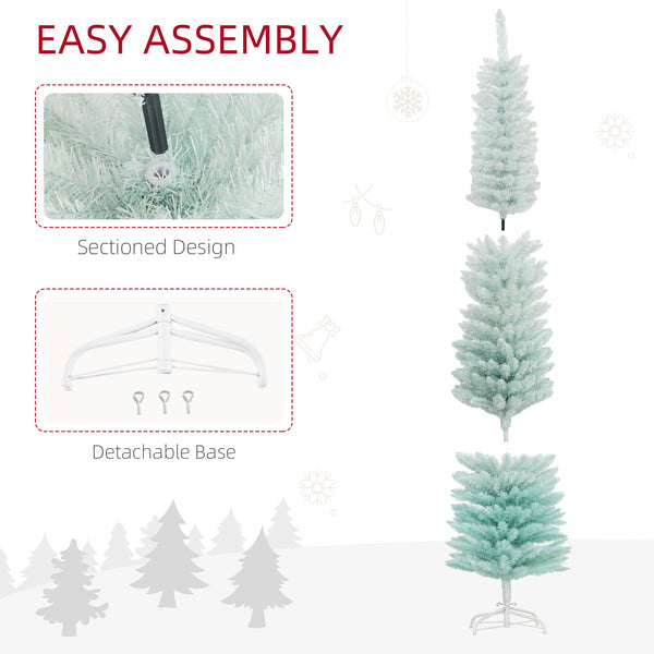Sapin de Noël artificiel bleu pâle mince de 7 pied