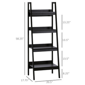 Lot de 2 étagères échelles à 4 niveaux, noir