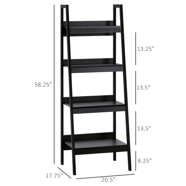 Lot de 2 étagères échelles à 4 niveaux, noir