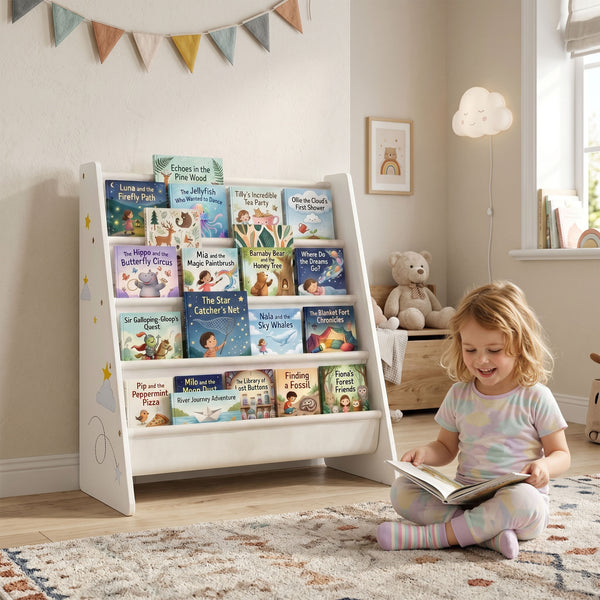 Bibliothèque pour enfant à 4 niveaux avec présentoir ouvert pour livres