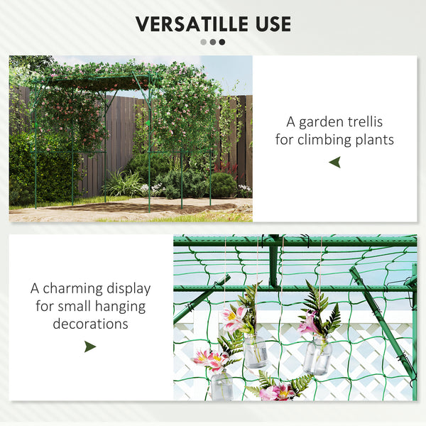 Arche de jardin pour concombres grimpants avec filet de support, vert