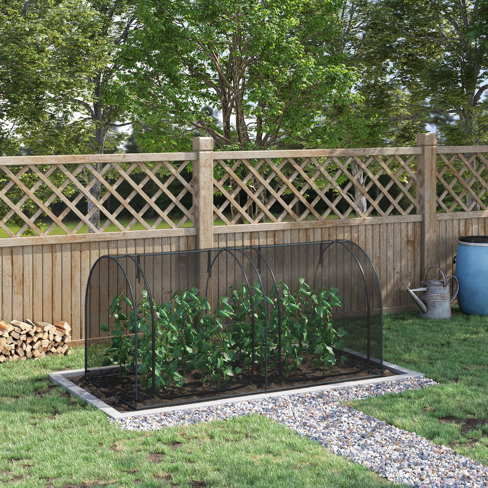 Protective plant cage with 2 zippered doors and 6 ground stakes