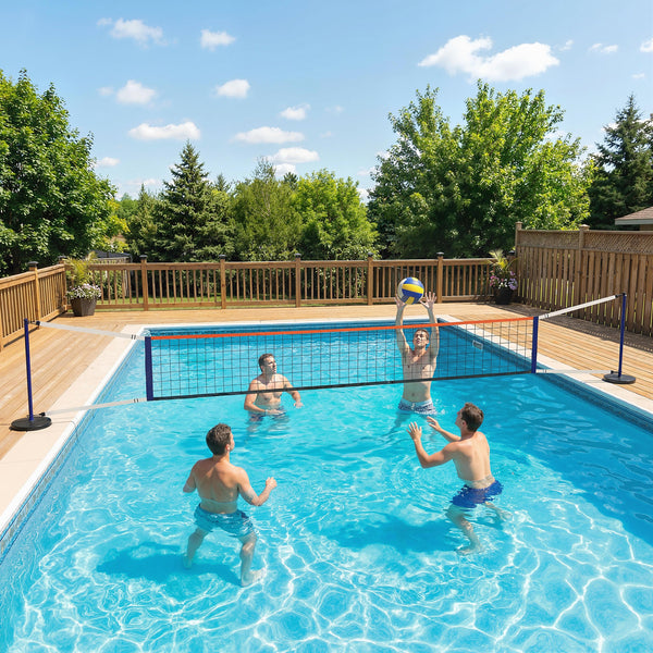 Portable Outdoor Volleyball Net Set, Adjustable Length from 6.4 to 8.2 m, Volleyball, Air Pump