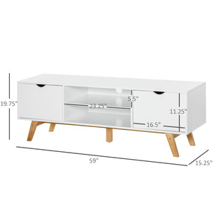Meuble TV moderne en bois avec 2 tiroirs de rangement pour téléviseurs jusqu'à 65 pouces, blanc