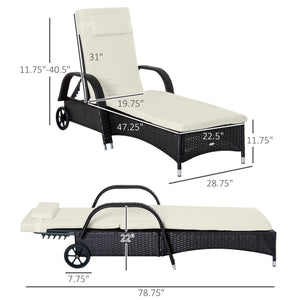 Woven resin chaise lounge with headrest, cream white
