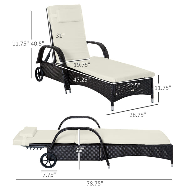 Woven resin chaise lounge with headrest, cream white