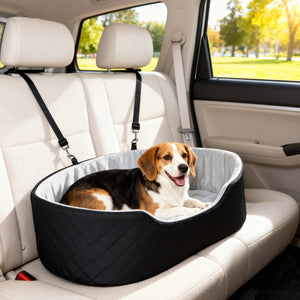 Siège auto pour chien avec coussin amovible et lavable, noir