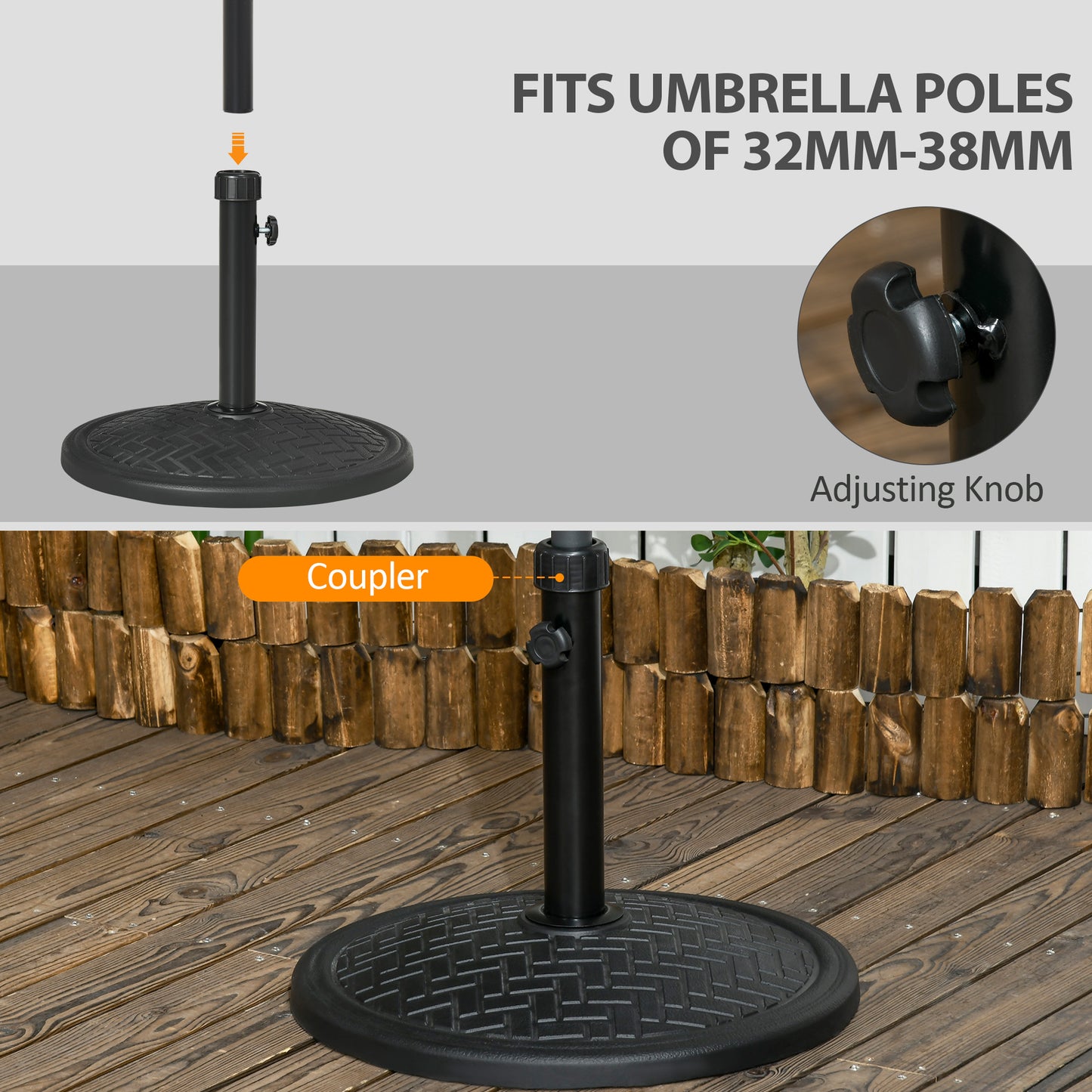 Support de parasol rond en béton, noir