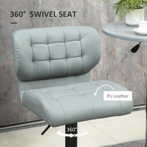 Set of 2 swivel bar stools in faux leather, grey