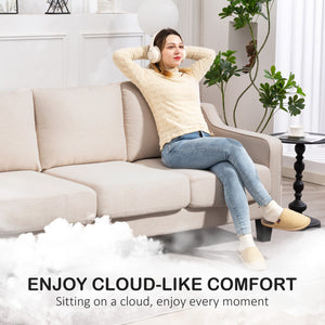 3-seater pocket sprung sofa, linen upholstery, thick padding, beige