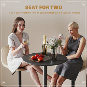 Round table with steel frame, black