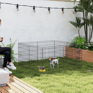 8 Panels Foldable Dog Playpen with Top Cover, 24" High