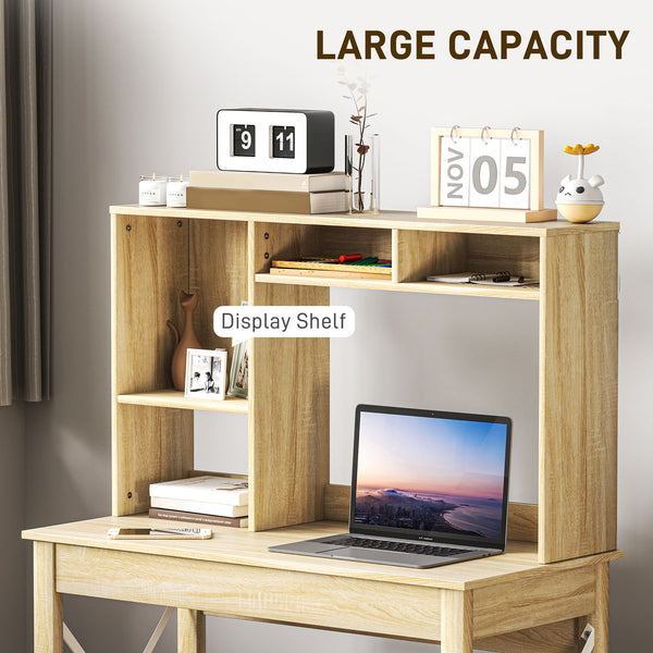 Bureau d'ordinateur avec avec rangement pour écrire, travailler, poste de travail, chêne