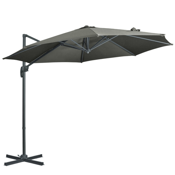 Parasol déporté de 9,6 pieds, gris