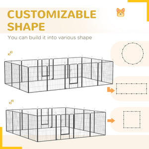 Heavy Duty 16-Panel Dog Park, Grey