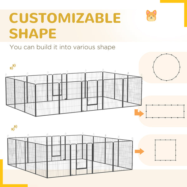 Heavy Duty 16-Panel Dog Park, Grey