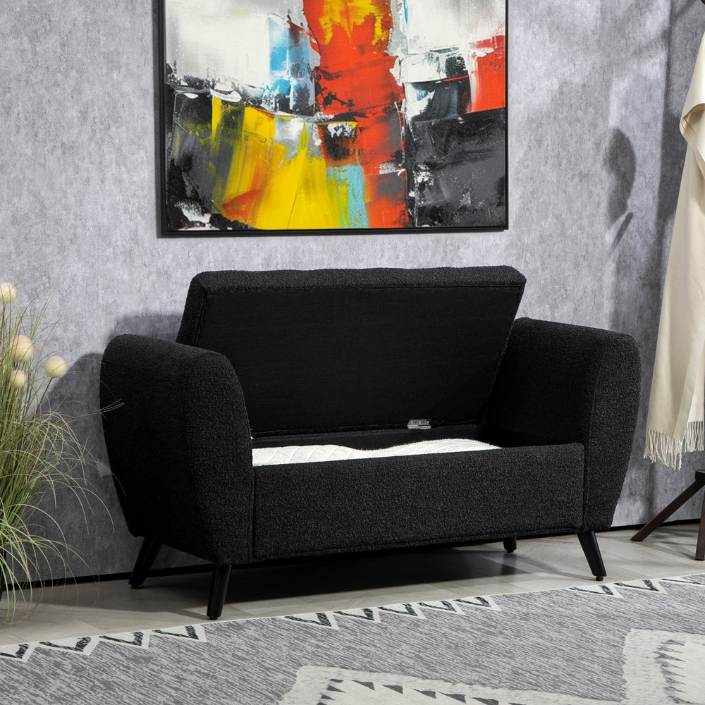 Banc de rangement rembourré avec accoudoirs, noir