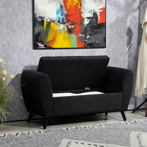 Banc de rangement rembourré avec accoudoirs, noir