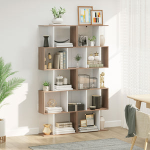 Bibliothèque géométrique à 5 niveaux avec séparateur, blanc