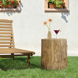 Table d'appoint finition béton, style souche d'arbre, marron naturel