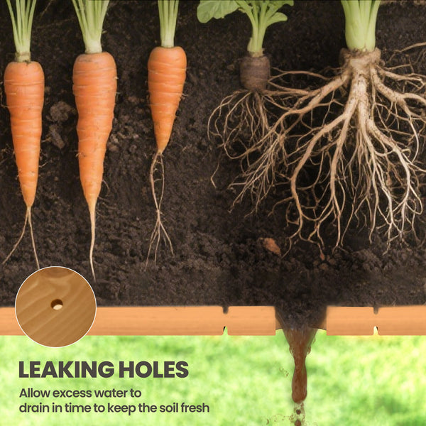 Jardinière surélevée avec 8 compartiments, étagère de rangement, couleur bois naturel