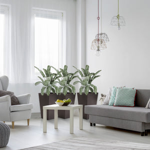 Ensemble de 3 pots à plantes hauts, marron