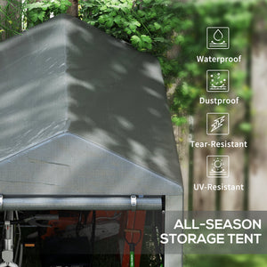 Portable garden shed with roll-up door