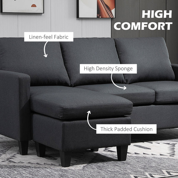Canapé sectionnel moderne avec pouf, gris foncé