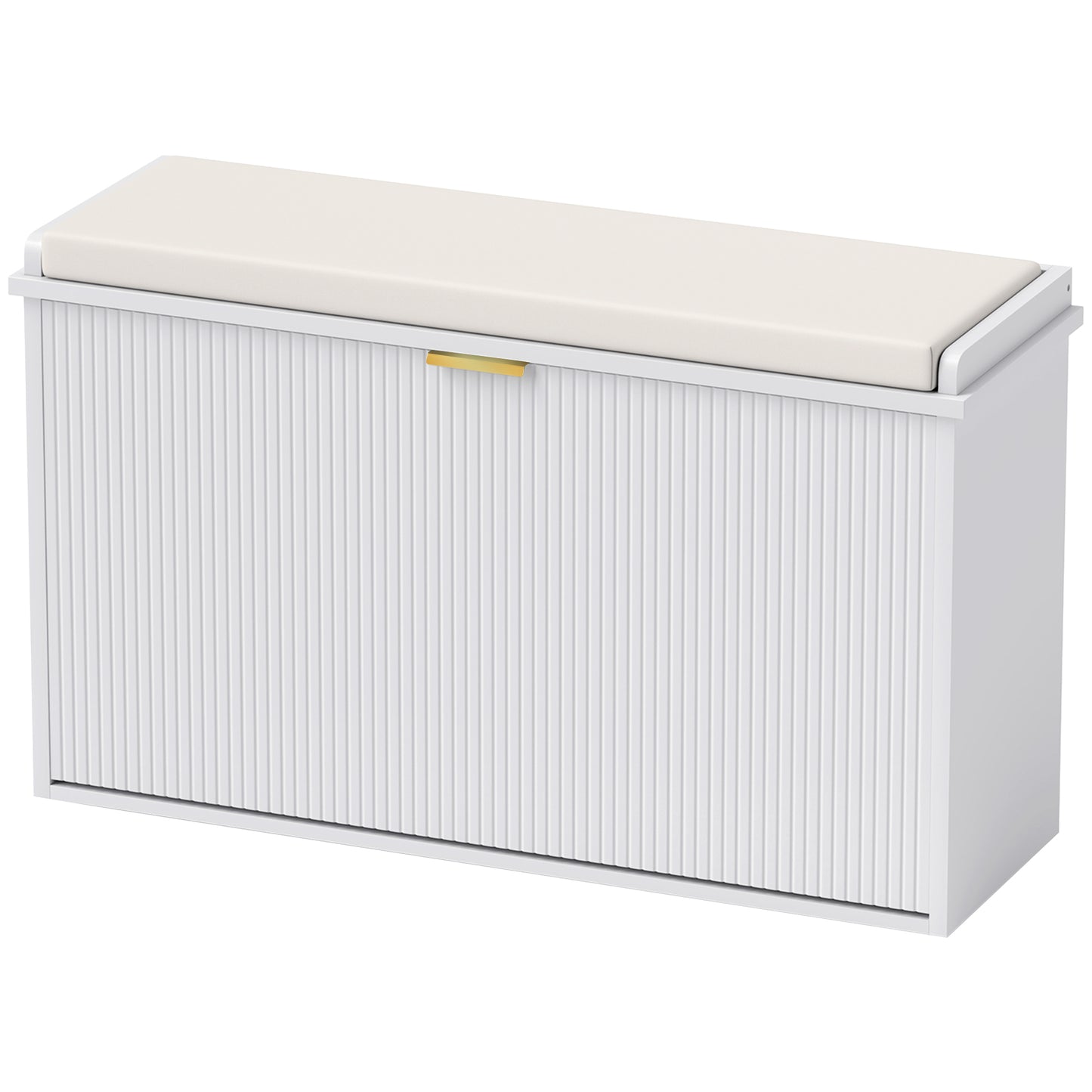 HOMCOM Hallway Bench with Upholstered Seat and Drop-Down Drawers, Load Capacity up to 120 kg, Storage for 8 Pairs of Shoes, White